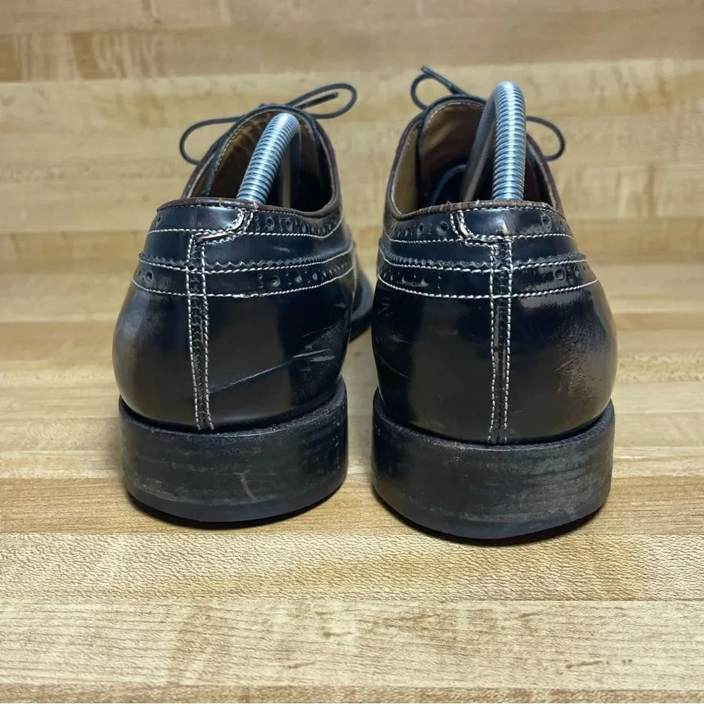Ferragamo TRAMEZZA Lawson Men's 10 D Bronze Dress Wingtip Brogue Welted Oxford.